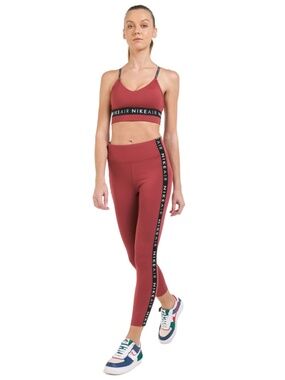 Nike Air Dark Salmon Side Stripe Cotton Blend Cropped Leggings – Size Large EUC